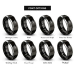 font options for inside engraving on black & silver tenor quints rings