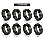 font options for inside engraving on black tenor quints rings