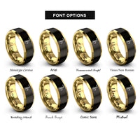 font options for inside engraving on black & gold tenor saxophone rings