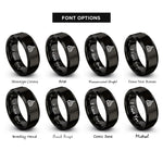 font options for inside engraving on black tent badge rings