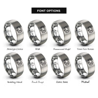 font options for inside engraving on gray tent campfire rings