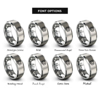 font options for inside engraving on grey tent campfire rings