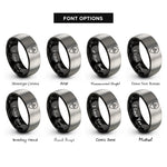 font options for inside engraving on black & silver tent icon rings