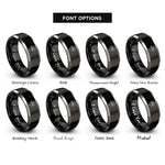 font options for inside engraving on black & silver tent icon rings