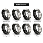 font options for inside engraving on black & gray tent icon rings