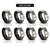 font options for inside engraving on black & gray tent icon rings