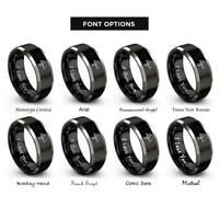 font options for inside engraving on black & silver tent ladder rings