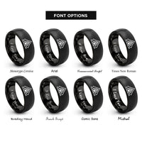 font options for inside engraving on black tent paw circle rings