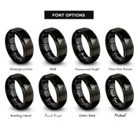 font options for inside engraving on black tent paw circle rings