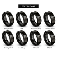 font options for inside engraving on black tent paw circle rings