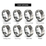font options for inside engraving on grey tent paw circle rings
