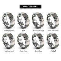 font options for inside engraving on grey tent paw circle rings