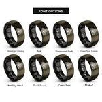 font options for inside engraving on gunmetal & black tent paw circle rings