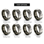 font options for inside engraving on gunmetal & silver tent paw circle rings