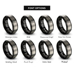 font options for inside engraving on black & silver tent pines rings
