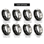 font options for inside engraving on black & grey tent pines rings