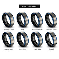 font options for inside engraving on black & blue & gray tent stars rings