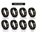 font options for inside engraving on gunmetal & black tent under mountains rings