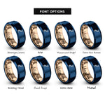 font options for inside engraving on rose gold & blue tentacle curve rings