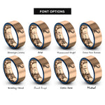 font options for inside engraving on rose gold & blue tentacle curve rings