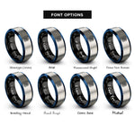 font options for inside engraving on black & blue & silver tentacle emblem dagger rings