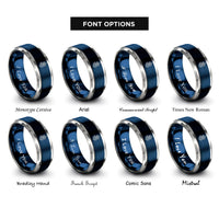 font options for inside engraving on blue & gray tentacle emblem dagger rings