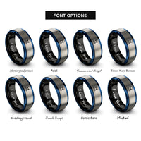 font options for inside engraving on black & blue & silver tentacled alien rings