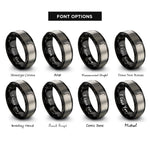 font options for inside engraving on black & grey tenuto line rings