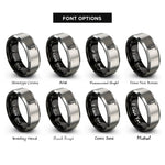 font options for inside engraving on black & grey tenuto line rings