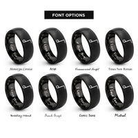 font options for inside engraving on black tenuto line rings