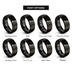 font options for inside engraving on black tenuto line rings