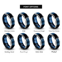 font options for inside engraving on blue & gray tern rings