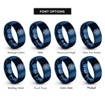 font options for inside engraving on blue tesseract cube rings