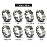 font options for inside engraving on grey tesseract cube rings