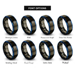 font options for inside engraving on gunmetal & blue tesseract cube rings