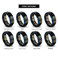 font options for inside engraving on gunmetal & blue tesseract cube rings