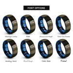 font options for inside engraving on gunmetal & blue test leads rings