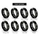font options for inside engraving on black & silver test tube rings