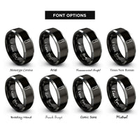 font options for inside engraving on black & silver test tube rings