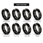 font options for inside engraving on black & grey test tube rings