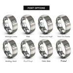 font options for inside engraving on grey test tube rings