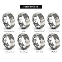 font options for inside engraving on grey test tube rings