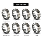 font options for inside engraving on grey test tube rings