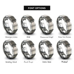 font options for inside engraving on grey test tube rings