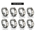 font options for inside engraving on gray test tube rings