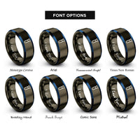 font options for inside engraving on gunmetal & blue test tube rings