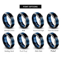 font options for inside engraving on blue & grey test tube rack rings