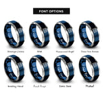 font options for inside engraving on blue & grey test tube rack rings