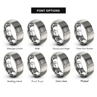 font options for inside engraving on silver test tube rack rings