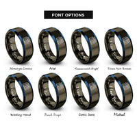 font options for inside engraving on gunmetal & blue test tube rack rings